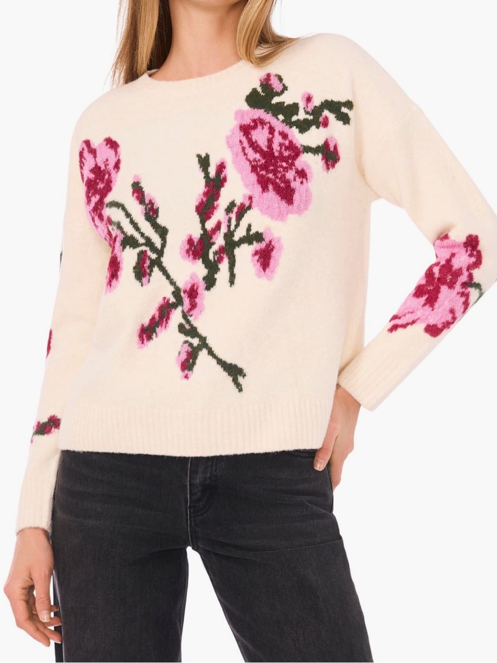 Beautiful 1. State Cream Sweater with Floral Details